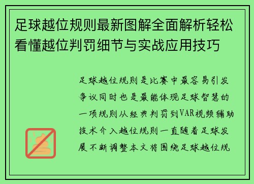 足球越位规则最新图解全面解析轻松看懂越位判罚细节与实战应用技巧